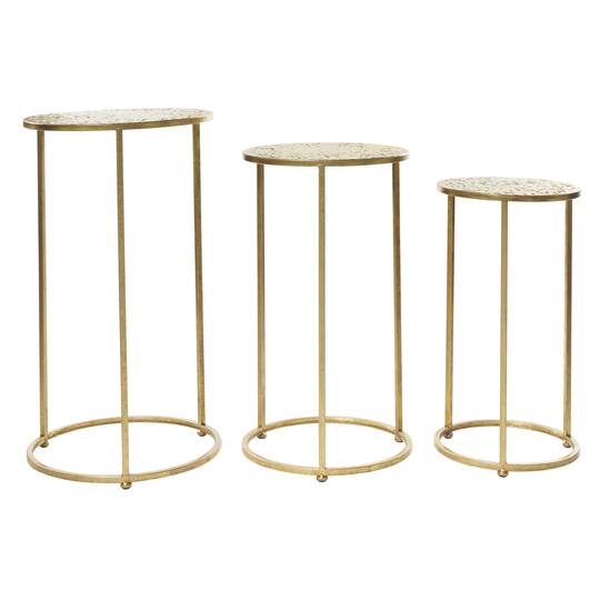 Gold Round Metal Glam Accent Table Set